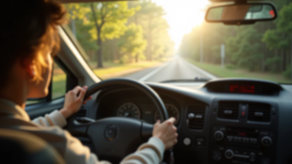 Driver's perspective inside a minivan