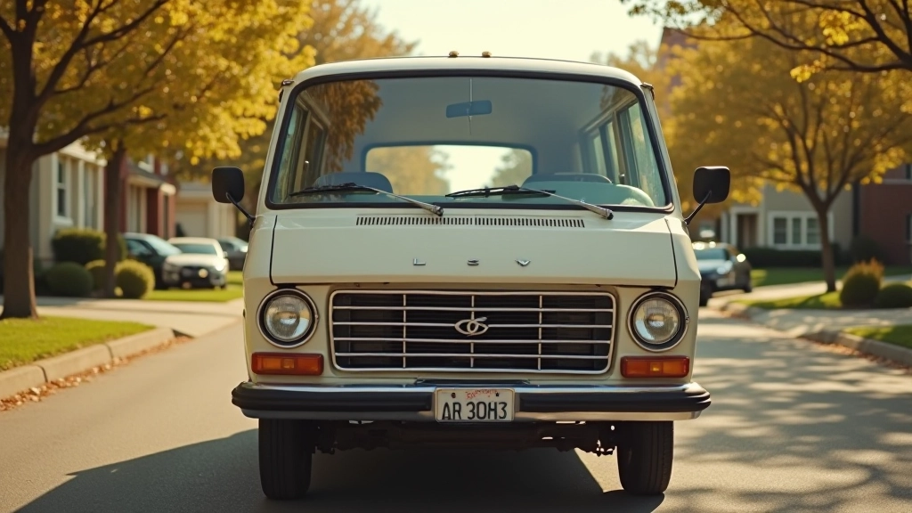 Detailed exterior view of a classic minivan